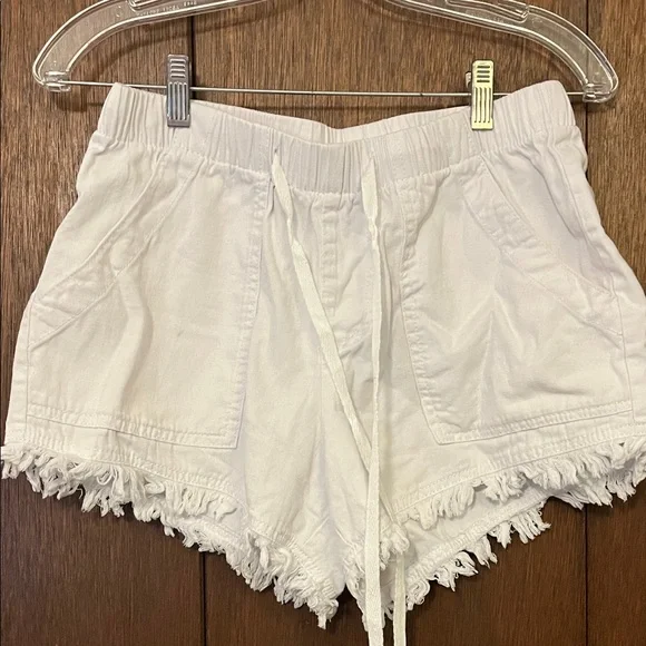 High Waist White Frayed Hem Women's Shorts Medium - Picture 7 of 13